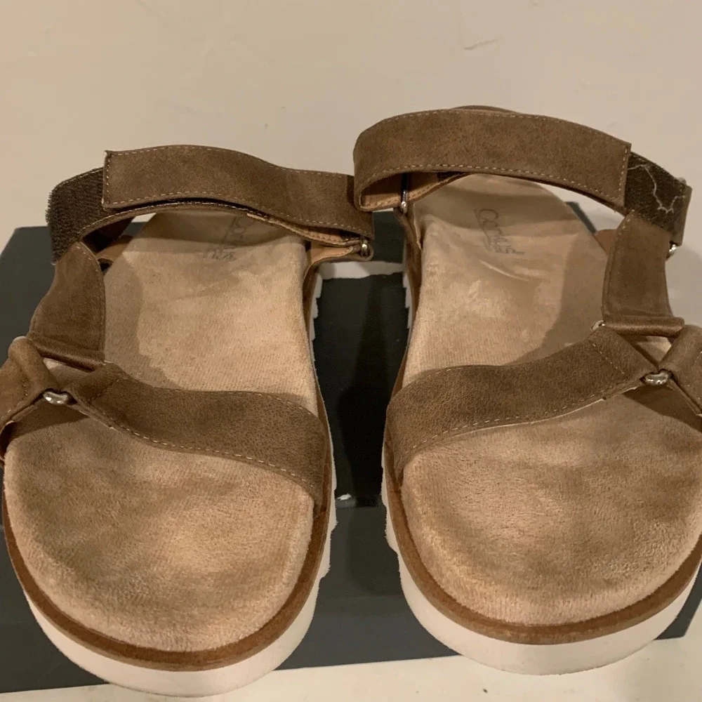 Corkys Make It A Go Sandals Womens 7 Brown Good Platform Sawtooth Strap‎